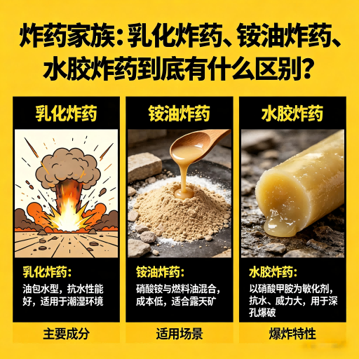 八公山炸药家族：乳化炸药、铵油炸药、水胶炸药到底有什么区别？